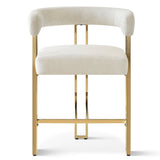 Mia 24" Modern Gold Chenille Counter Stool with Arms (Set of 3)