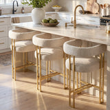Mia 24" Modern Gold Chenille Counter Stool with Arms (1-piece)