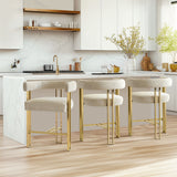 Mia 24" Modern Gold Chenille Counter Stool with Arms (1-piece)