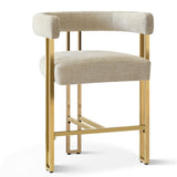 Mia 24" Modern Gold Chenille Counter Stool with Arms (Set of 3)