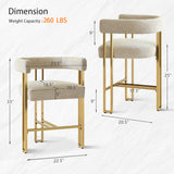Mia 24" Modern Gold Chenille Counter Stool with Arms (1-piece)
