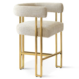Mia 24" Modern Gold Chenille Counter Stool with Arms (Set of 3)