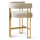 Mia 24" Modern Gold Chenille Counter Stool with Arms (Set of 3)
