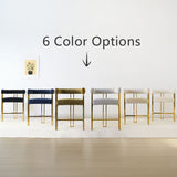 Mia 24" Modern Gold Chenille Counter Stool with Arms (Set of 3)