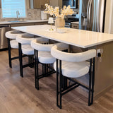 Mia 24" Modern Velvet Counter Stool with Arms (Set of 3)