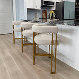 Mia 24" Modern Gold Chenille Counter Stool with Arms (1-piece)