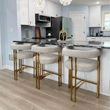 Mia 24" Modern Gold Chenille Counter Stool with Arms (1-piece)