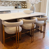 Mia 24" Modern Gold Chenille Counter Stool with Arms (Set of 2)