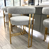 Mia 24" Modern Gold Chenille Counter Stool with Arms (Set of 3)