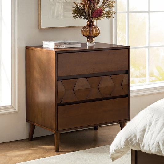 Haidee Mid-century Modern 3-Drawer Dresser with Built-in Charging Station & Flared Legs(Optional Types)