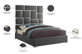 Milan Contemporary Bed with Bold Geometric Chrome Design and Tall Headboard for Stylish Bedrooms