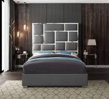 Milan Contemporary Bed with Bold Geometric Chrome Design and Tall Headboard for Stylish Bedrooms