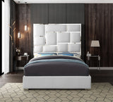 Milan Contemporary Bed with Bold Geometric Chrome Design and Tall Headboard for Stylish Bedrooms