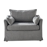 Miles Slipcovered Armchair with Large Ottoman