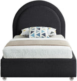 Milo Boucle Upholstered Bed with Elegant Rounded Headboard and Modern Acrylic Legs for Sophisticated Style