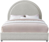 Milo Boucle Upholstered Bed with Elegant Rounded Headboard and Modern Acrylic Legs for Sophisticated Style