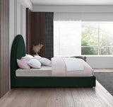 Milo Boucle Upholstered Bed with Elegant Rounded Headboard and Modern Acrylic Legs for Sophisticated Style