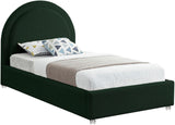 Milo Boucle Upholstered Bed with Elegant Rounded Headboard and Modern Acrylic Legs for Sophisticated Style