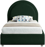 Milo Boucle Upholstered Bed with Elegant Rounded Headboard and Modern Acrylic Legs for Sophisticated Style