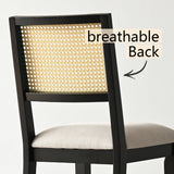 Monica Rattan Solid Wood Upholstered Dining Chair (Set of 2)