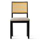 Monica Rattan Solid Wood Upholstered Dining Chair (Set of 2)