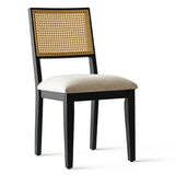 Monica Rattan Solid Wood Upholstered Dining Chair (Set of 6)