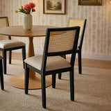 Monica Rattan Solid Wood Upholstered Dining Chair (Set of 4)
