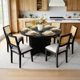 Monica Rattan Solid Wood Upholstered Dining Chair (Set of 6)
