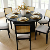 Monica Rattan Solid Wood Upholstered Dining Chair (Set of 2)