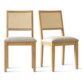 Monica Rattan Solid Wood Upholstered Dining Chair (Set of 6)