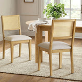 Monica Rattan Solid Wood Upholstered Dining Chair (Set of 6)