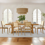 Monica Rattan Solid Wood Upholstered Dining Chair (Set of 4)
