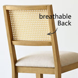 Monica Rattan Solid Wood Upholstered Dining Chair (Set of 6)