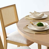 Monica Rattan Solid Wood Upholstered Dining Chair (Set of 2)