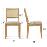 Monica Rattan Solid Wood Upholstered Dining Chair (Set of 6)