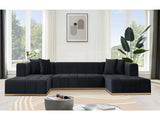 Montecito Black Velvet Double Chaise "U" Shape Sectional Sofa