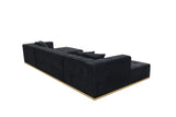 Montecito Black Velvet Double Chaise "U" Shape Sectional Sofa