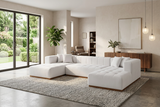 Montecito Ivory Velvet Double Chaise "U" Shape Sectional Sofa