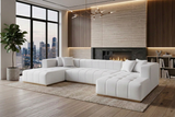 Montecito Ivory Velvet Double Chaise "U" Shape Sectional Sofa