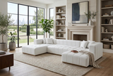 Montecito Ivory Velvet Double Chaise "U" Shape Sectional Sofa