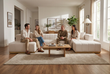 Montecito Ivory Velvet Double Chaise "U" Shape Sectional Sofa