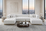Montecito Ivory Velvet Double Chaise "U" Shape Sectional Sofa