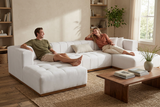 Montecito Ivory Velvet Double Chaise "U" Shape Sectional Sofa