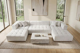 Montecito Ivory Velvet Double Chaise "U" Shape Sectional Sofa