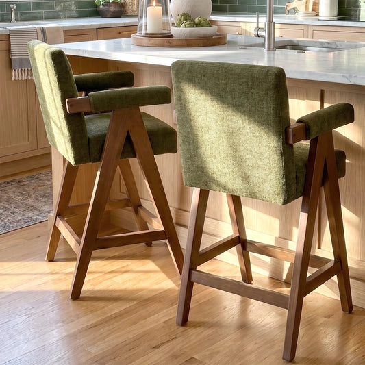 Morgan Upholstered Counter Stool with Arms (1-Piece)