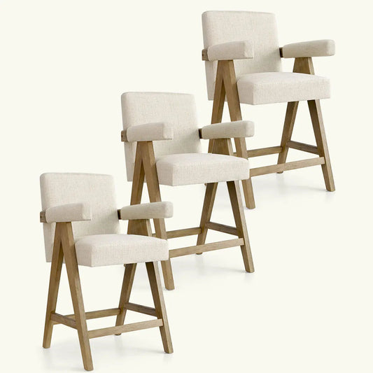 Morgan Upholstered Counter Stool with Arms (Set of 3)
