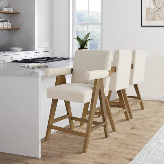 Morgan Upholstered Counter Stool with Arms (Set of 3)