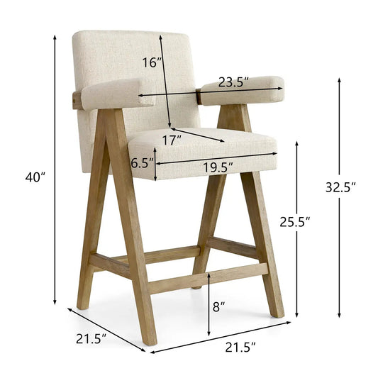 Morgan Upholstered Counter Stool with Arms (1-Piece)