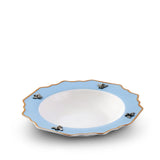 Bee Bone China Soup Plate Blue with Gold Rim