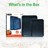 2-Pc. Nonstick Cookie Sheet Baking Pan - Professional Quality Kitchen Cooking Non-Stick Bake Trays With Blue Diamond Coating Inside & Outside